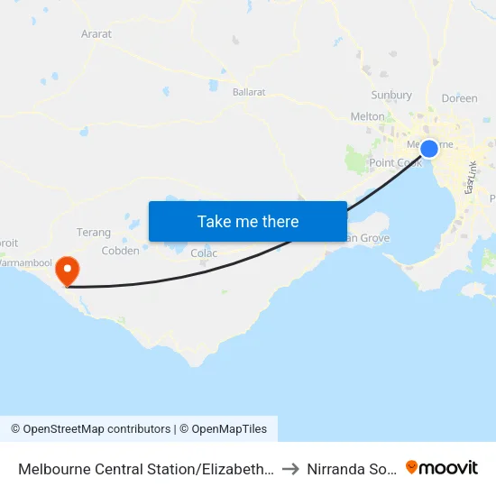 Melbourne Central Station/Elizabeth St #5 to Nirranda South map