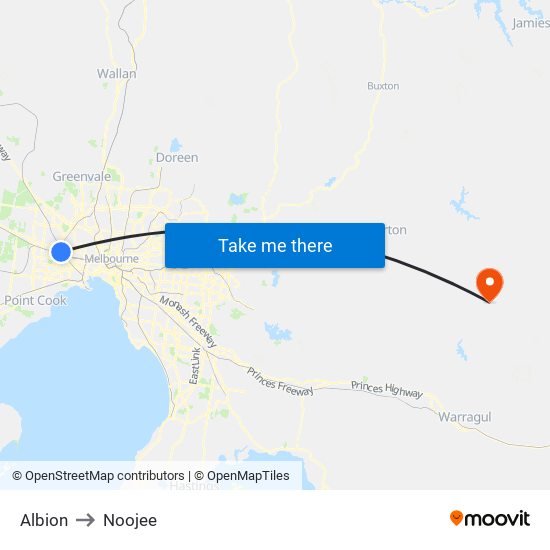 Albion to Noojee map