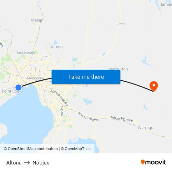 Altona to Noojee map