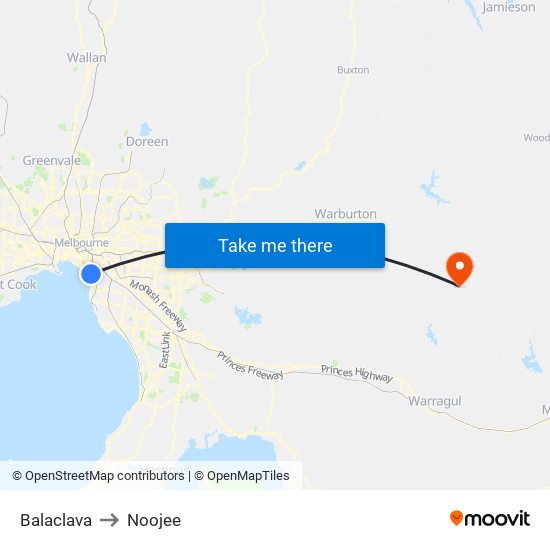 Balaclava to Noojee map