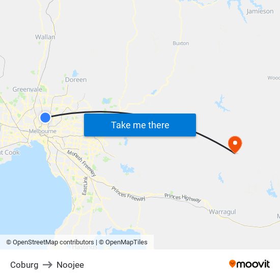 Coburg to Noojee map