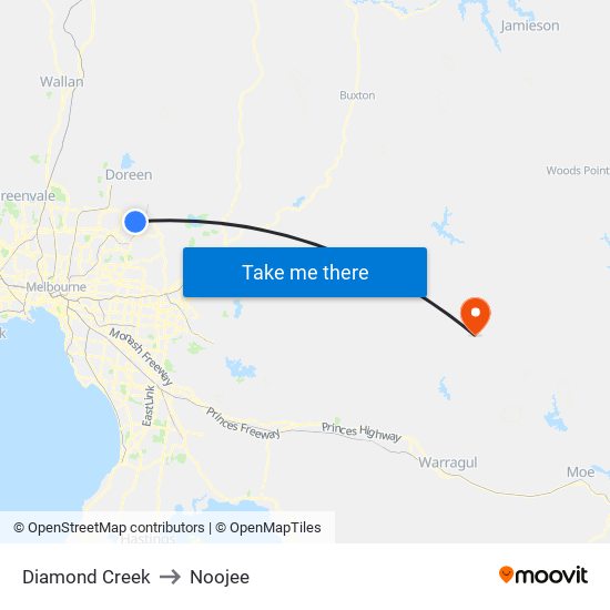 Diamond Creek to Noojee map