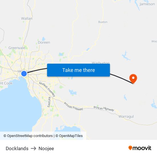 Docklands to Noojee map