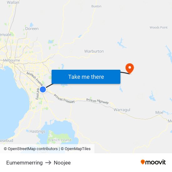 Eumemmerring to Noojee map