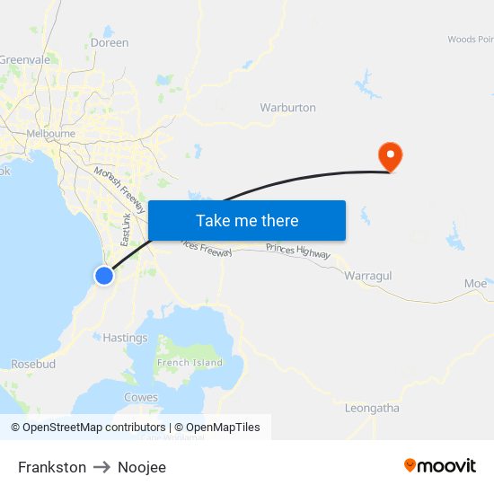 Frankston to Noojee map