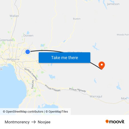 Montmorency to Noojee map