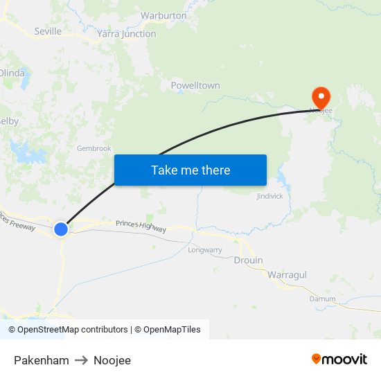 Pakenham to Noojee map