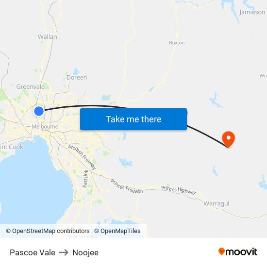 Pascoe Vale to Noojee map