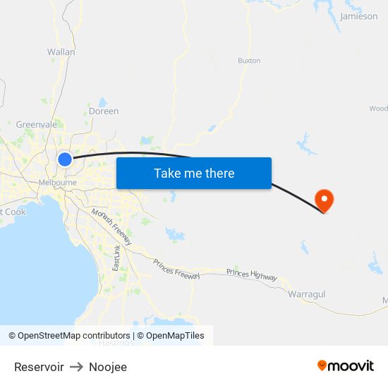 Reservoir to Noojee map