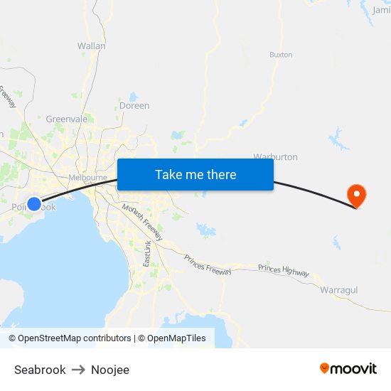 Seabrook to Noojee map