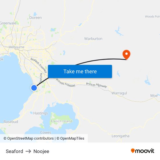 Seaford to Noojee map