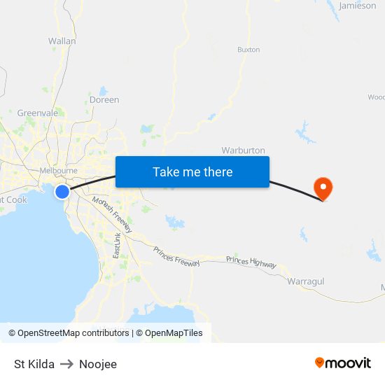 St Kilda to Noojee map