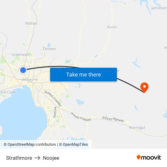 Strathmore to Noojee map