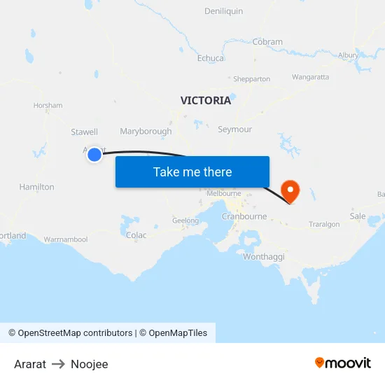 Ararat to Noojee map