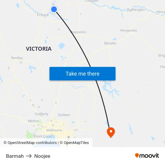 Barmah to Noojee map