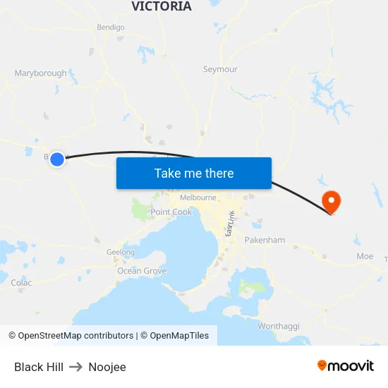 Black Hill to Noojee map