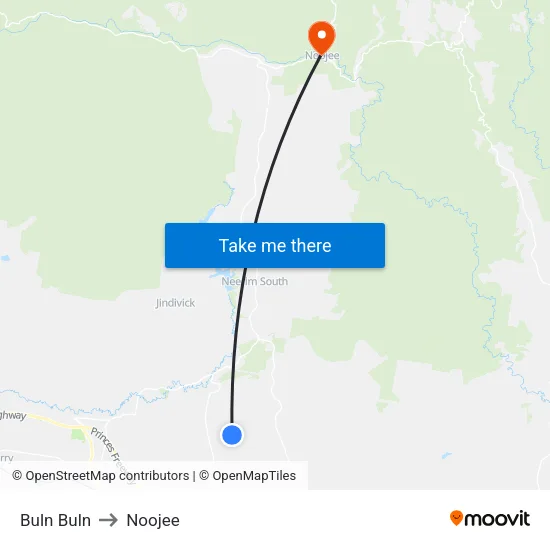 Buln Buln to Noojee map