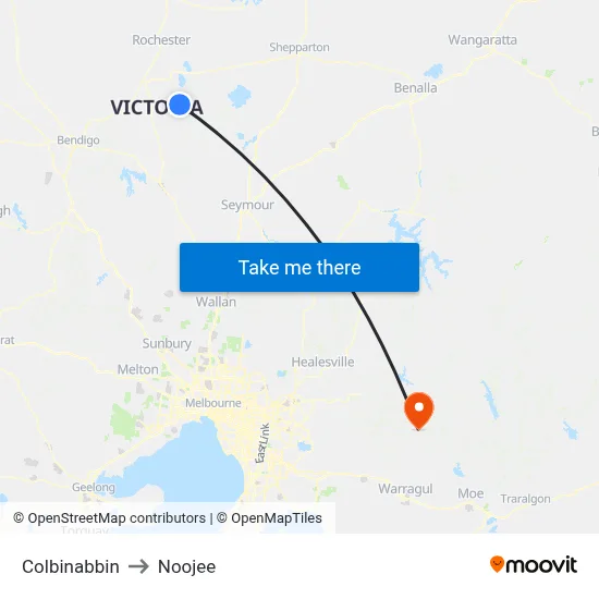 Colbinabbin to Noojee map