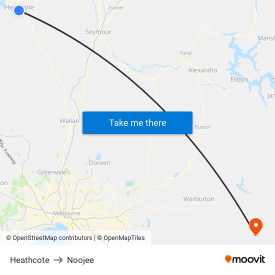 Heathcote to Noojee map