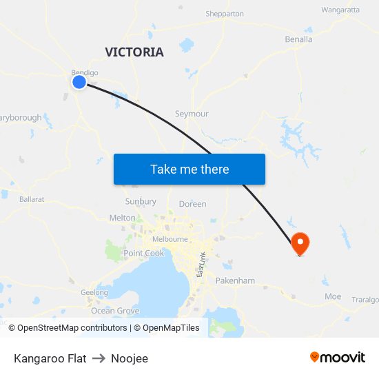 Kangaroo Flat to Noojee map