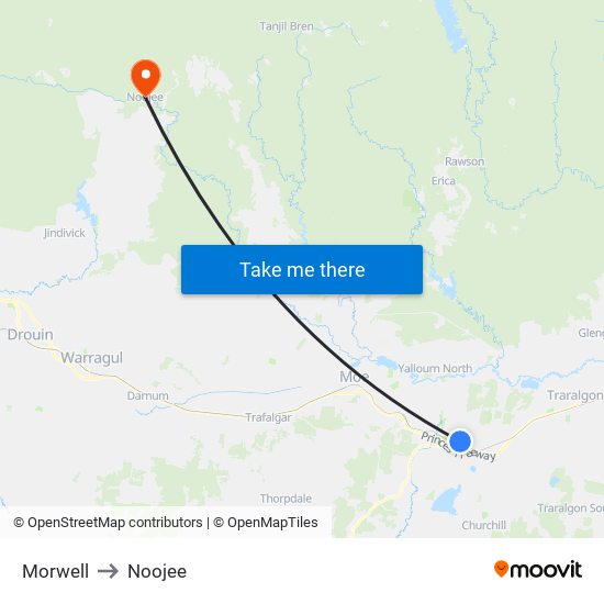 Morwell to Noojee map