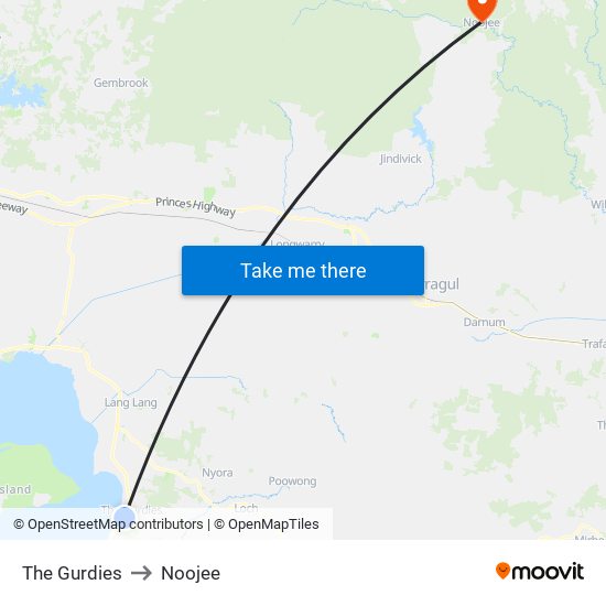 The Gurdies to Noojee map