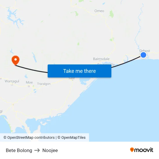 Bete Bolong to Noojee map