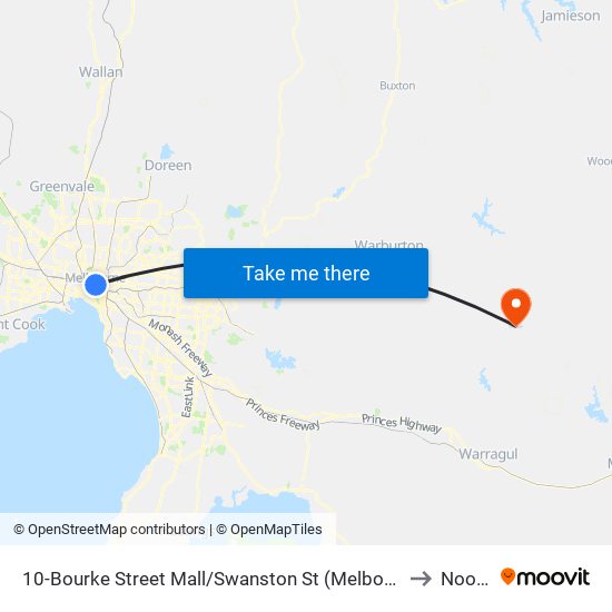 10-Bourke Street Mall/Swanston St (Melbourne City) to Noojee map