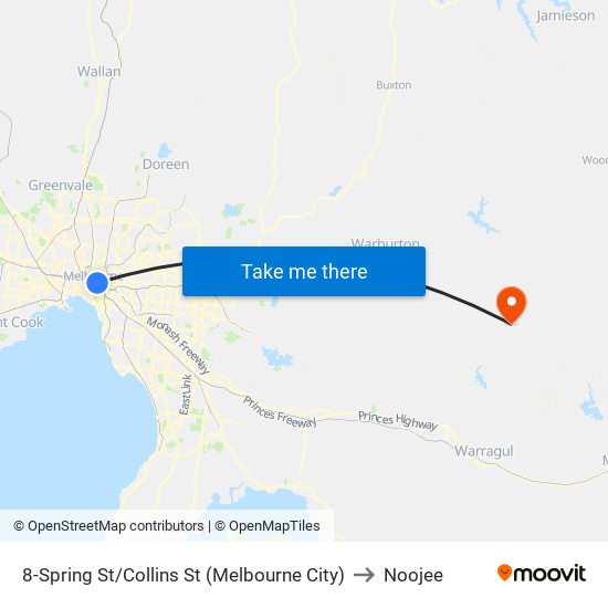 8-Spring St/Collins St (Melbourne City) to Noojee map
