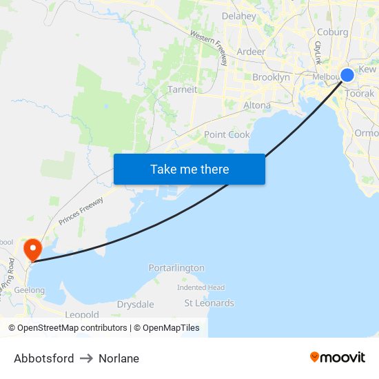 Abbotsford to Norlane map