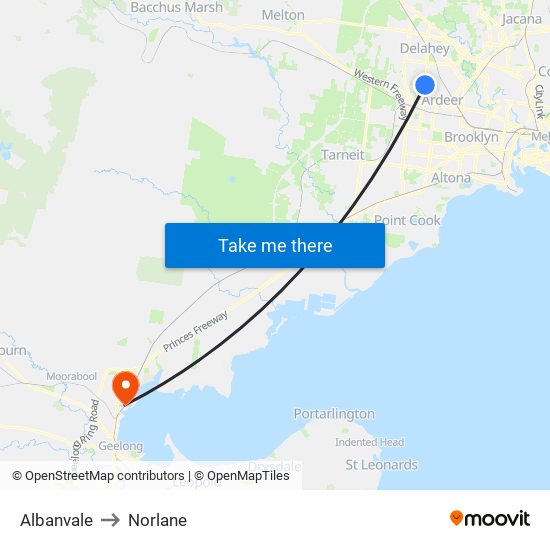 Albanvale to Norlane map