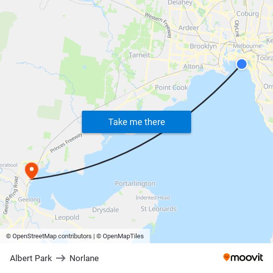 Albert Park to Norlane map