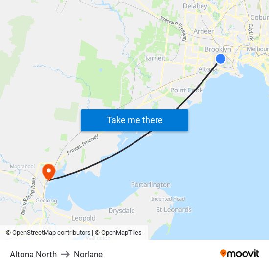 Altona North to Norlane map