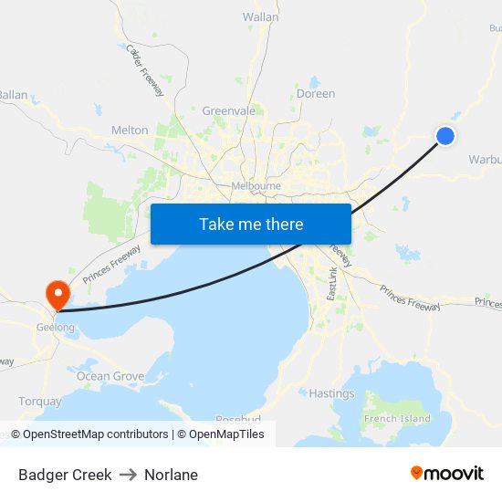 Badger Creek to Norlane map