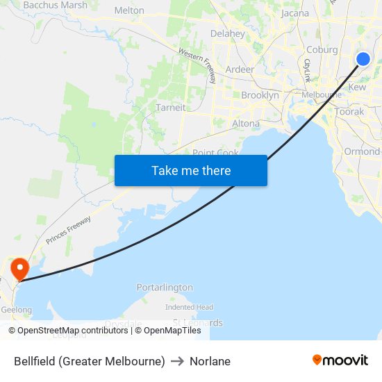 Bellfield (Greater Melbourne) to Norlane map