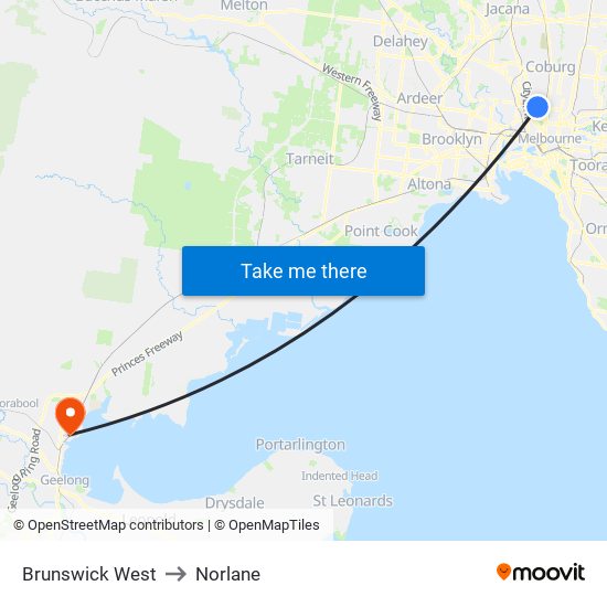 Brunswick West to Norlane map