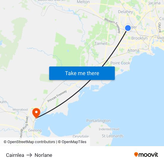 Cairnlea to Norlane map