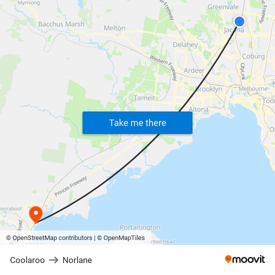 Coolaroo to Norlane map