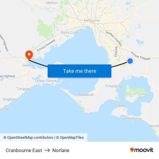 Cranbourne East to Norlane map