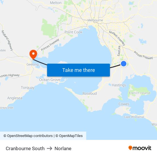 Cranbourne South to Norlane map