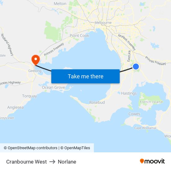 Cranbourne West to Norlane map