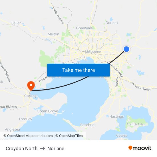 Croydon North to Norlane map