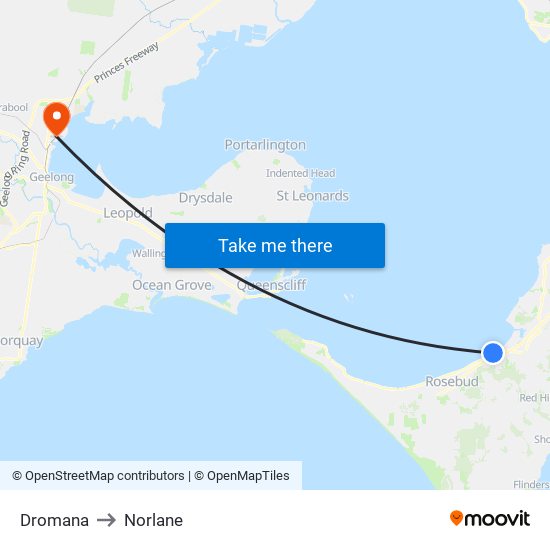 Dromana to Norlane map