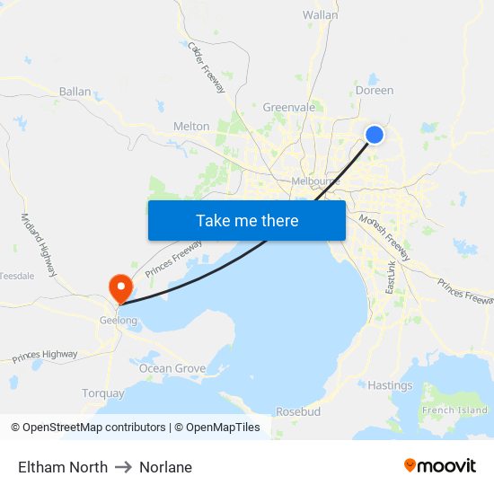 Eltham North to Norlane map