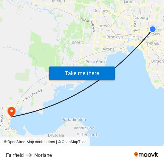 Fairfield to Norlane map