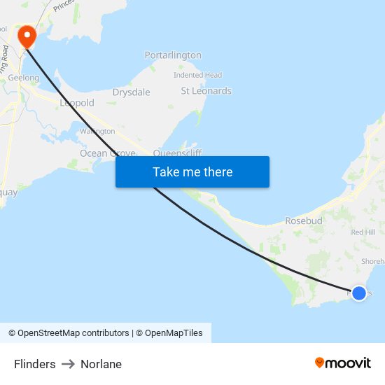 Flinders to Norlane map