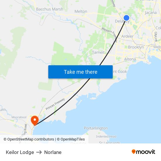 Keilor Lodge to Norlane map