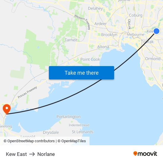 Kew East to Norlane map