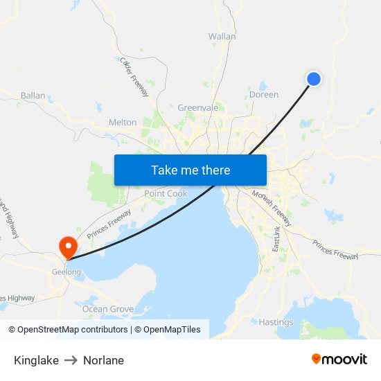 Kinglake to Norlane map