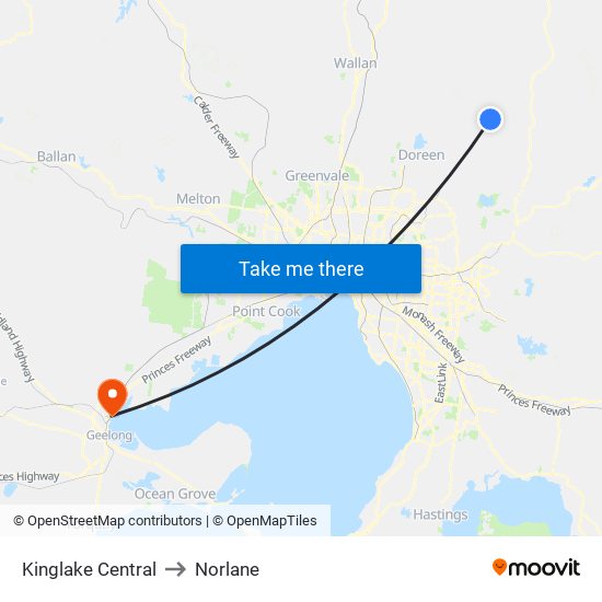 Kinglake Central to Norlane map